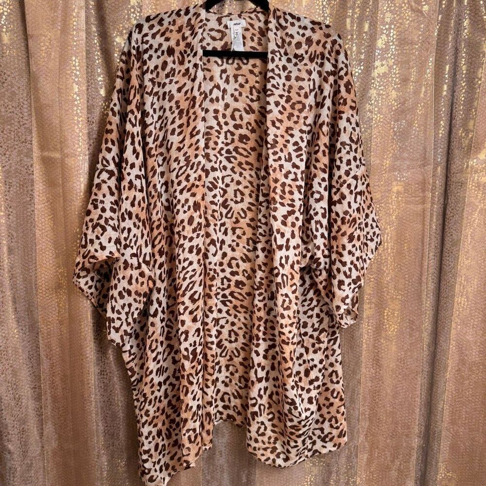 Aerie Sheer Cheetah Leopard Print Kimono Swim Cover Up Robe One Size